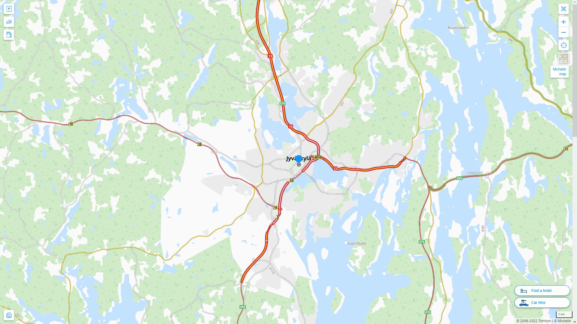 Jyvaskyla Finlande Autoroute et carte routiere